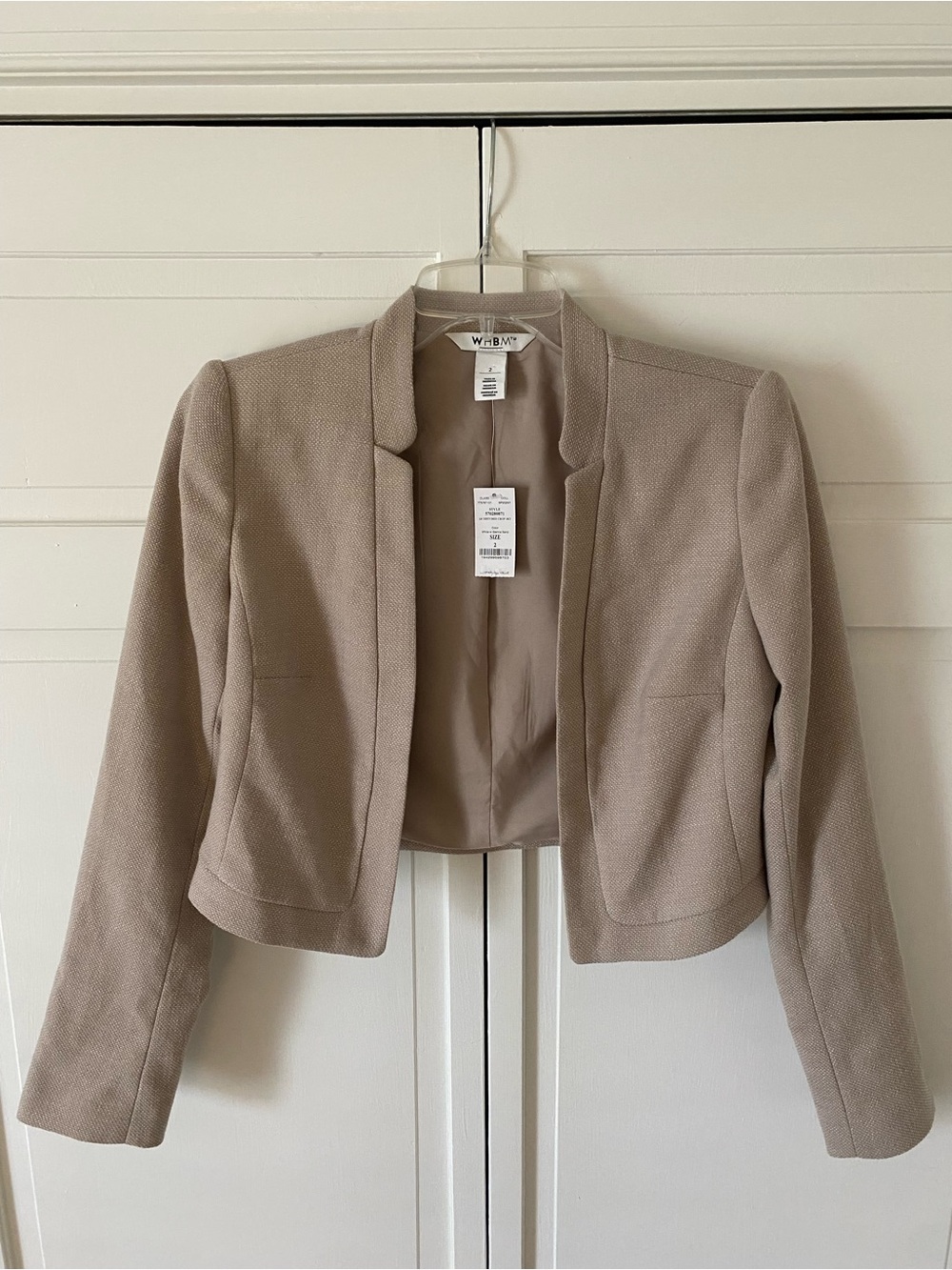 WHBM textured cropped blazer jacket size 2